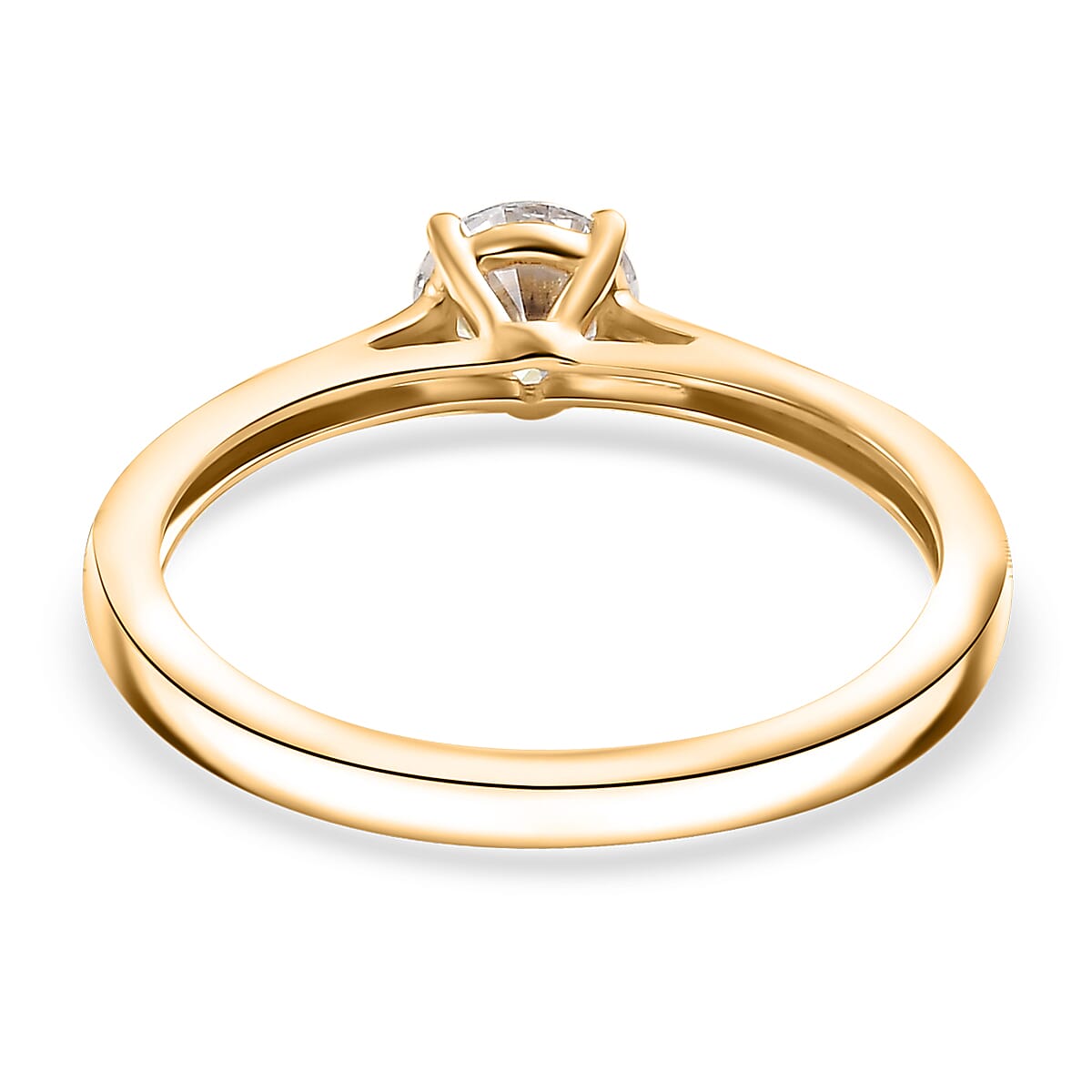 Moissanite 0.40 ctw Solitaire Ring in 18K Vermeil Yellow Gold Over Sterling Silver (Size 10.0)