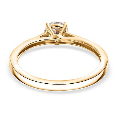 Moissanite 0.40 ctw Solitaire Ring in 18K Vermeil Yellow Gold Over Sterling Silver (Size 10.0)