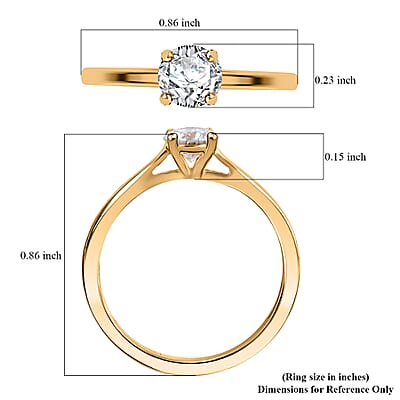 Moissanite 0.40 ctw Solitaire Ring in 18K Vermeil Yellow Gold Over Sterling Silver (Size 10.0)