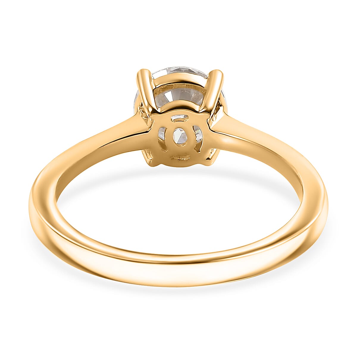 Moissanite 0.90 ctw Solitaire Ring in 18K Vermeil Yellow Gold Over Sterling Silver (Size 10.0)
