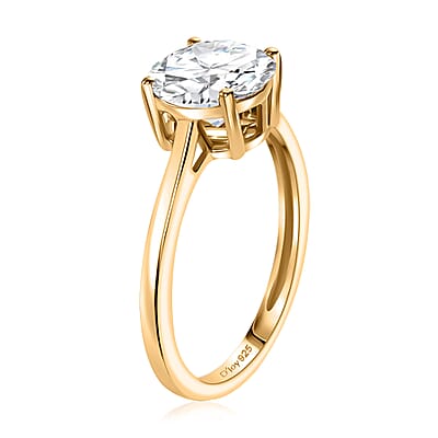 Moissanite 1.75 ctw Solitaire Ring in 18K Vermeil Yellow Gold Over Sterling Silver (Size 10.0)