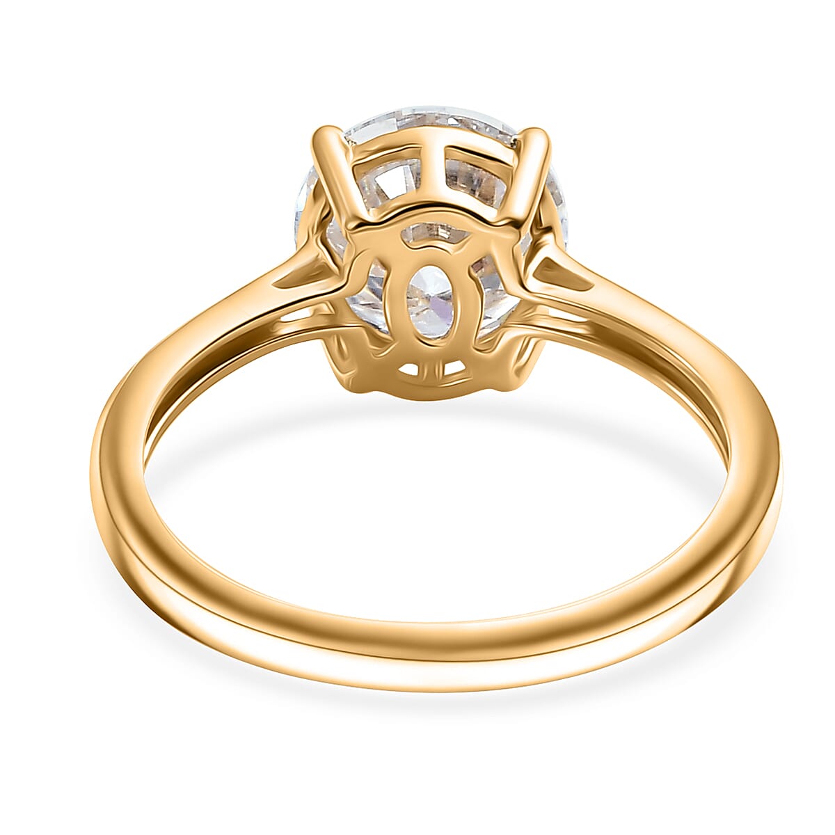 Moissanite 1.75 ctw Solitaire Ring in 18K Vermeil Yellow Gold Over Sterling Silver (Size 10.0)