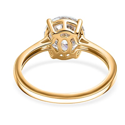 Moissanite 1.75 ctw Solitaire Ring in 18K Vermeil Yellow Gold Over Sterling Silver (Size 10.0)