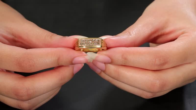 Natural Champagne Diamond 0.50 ctw Men's Ring in Vermeil Yellow Gold Over Sterling Silver (Size 10.0)