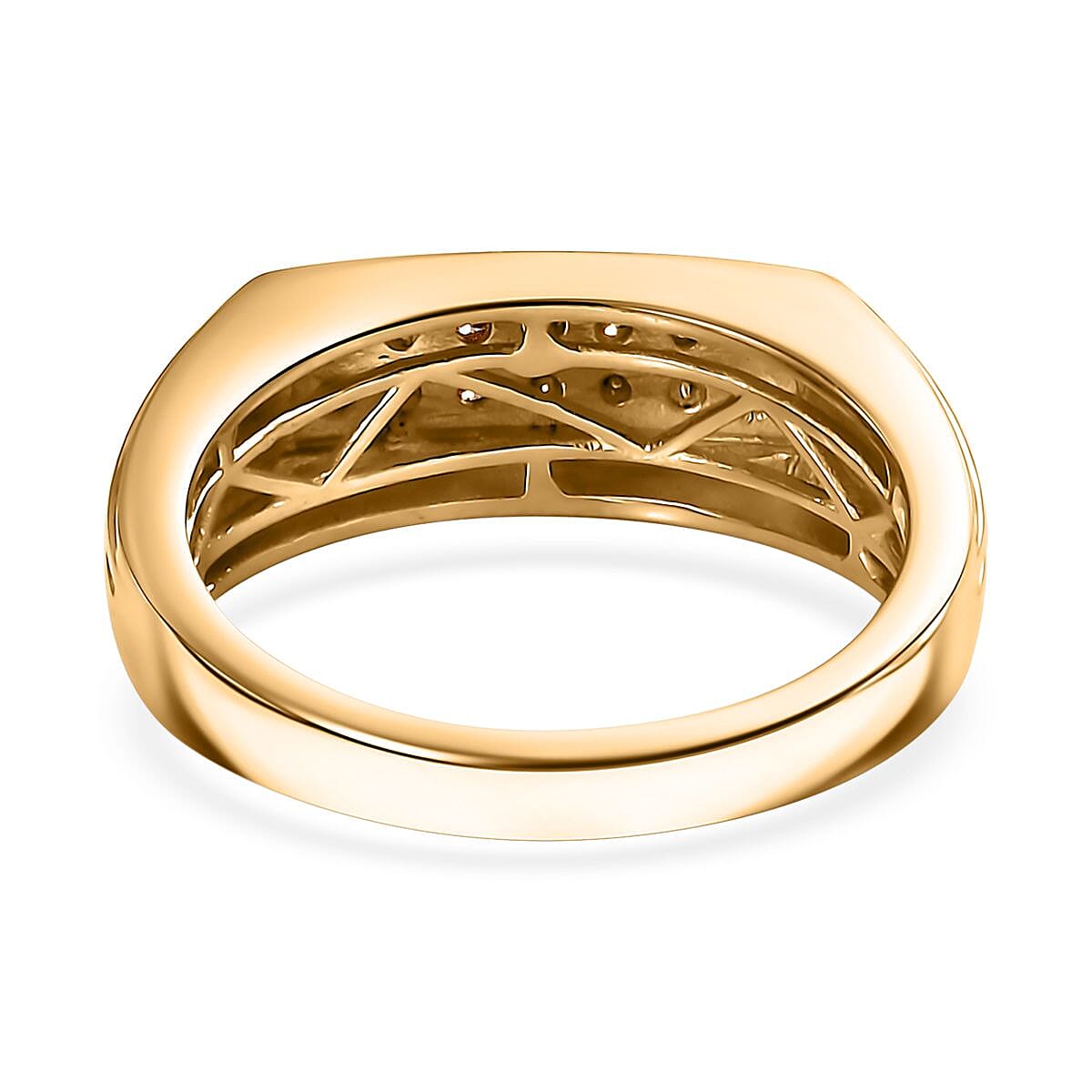Natural Champagne Diamond 0.50 ctw Men's Ring in Vermeil Yellow Gold Over Sterling Silver (Size 10.0)