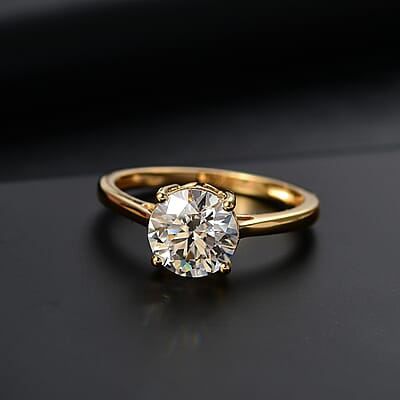D'Joy Moissanite 1.40 ctw Solitaire Ring in 18K Vermeil Yellow Gold Over Sterling Silver (Size 10.0)
