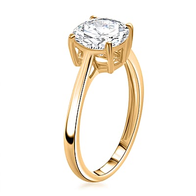 D'Joy Moissanite 1.40 ctw Solitaire Ring in 18K Vermeil Yellow Gold Over Sterling Silver (Size 10.0)