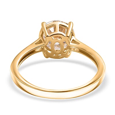 D'Joy Moissanite 1.40 ctw Solitaire Ring in 18K Vermeil Yellow Gold Over Sterling Silver (Size 10.0)