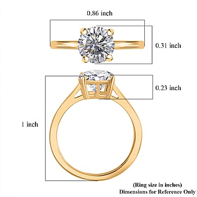 D'Joy Moissanite 1.40 ctw Solitaire Ring in 18K Vermeil Yellow Gold Over Sterling Silver (Size 10.0)