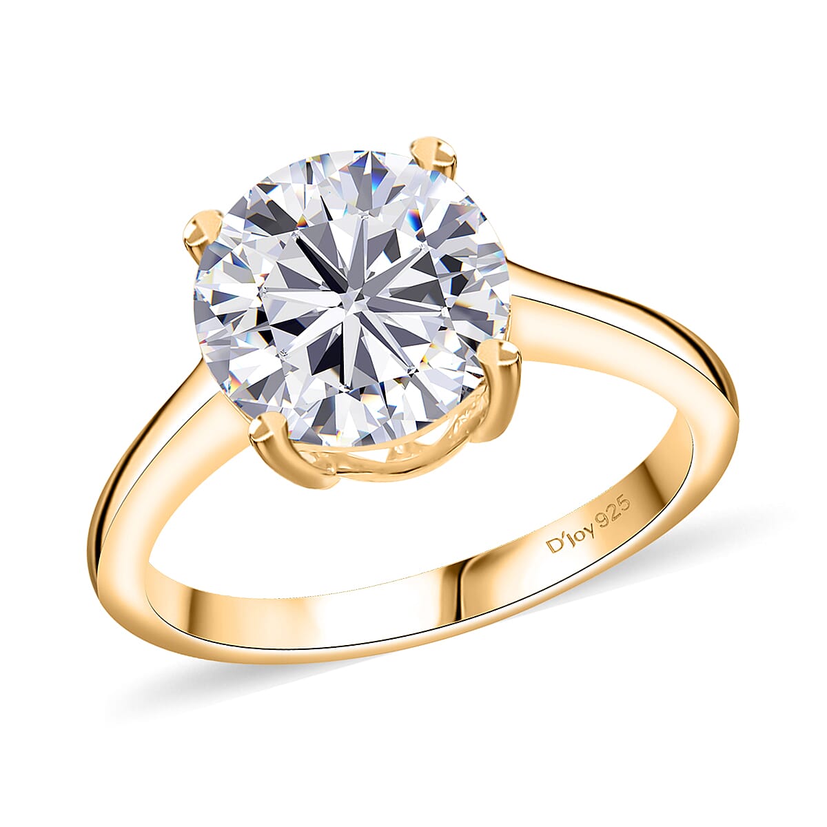 Moissanite 2.50 ctw Solitaire Ring in 18K Vermeil Yellow Gold Over Sterling Silver (Size 10.0)