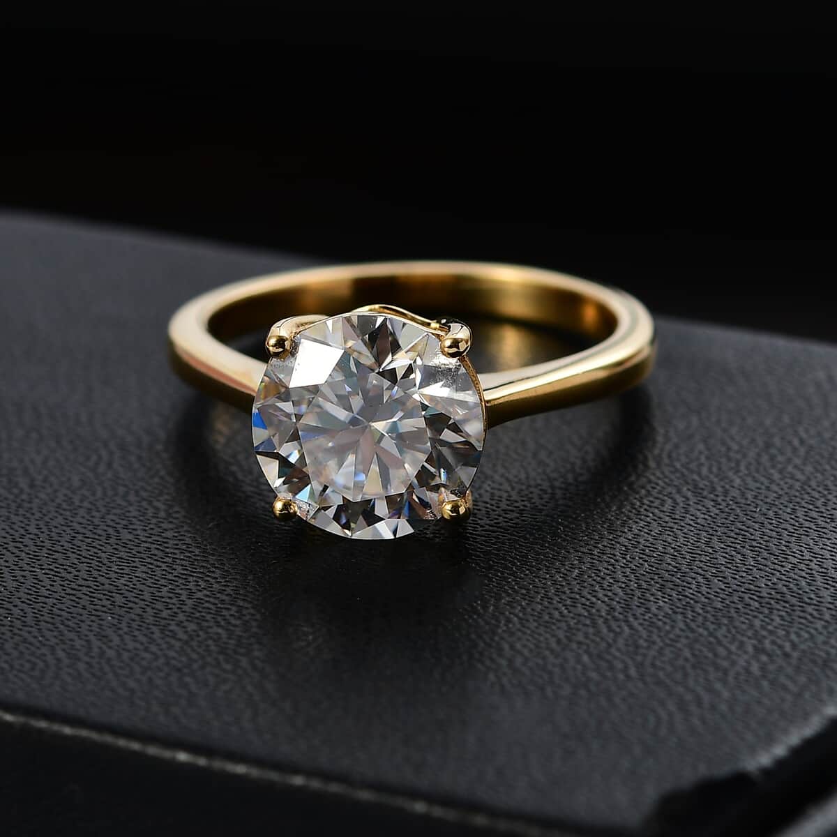 Moissanite (Rnd 9.2mm) Solitaire Ring in 18K Vermeil YG Over Sterling Silver (Size 10.0) 2.50 ctw image number 1