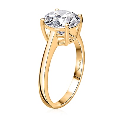 Moissanite 2.50 ctw Solitaire Ring in 18K Vermeil Yellow Gold Over Sterling Silver (Size 10.0)
