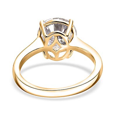 Moissanite 2.50 ctw Solitaire Ring in 18K Vermeil Yellow Gold Over Sterling Silver (Size 10.0)