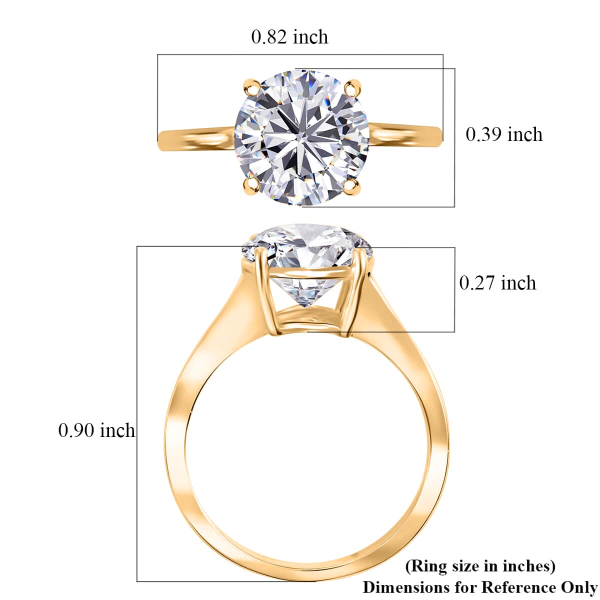 Moissanite (Rnd 9.2mm) Solitaire Ring in 18K Vermeil YG Over Sterling Silver (Size 10.0) 2.50 ctw image number 5