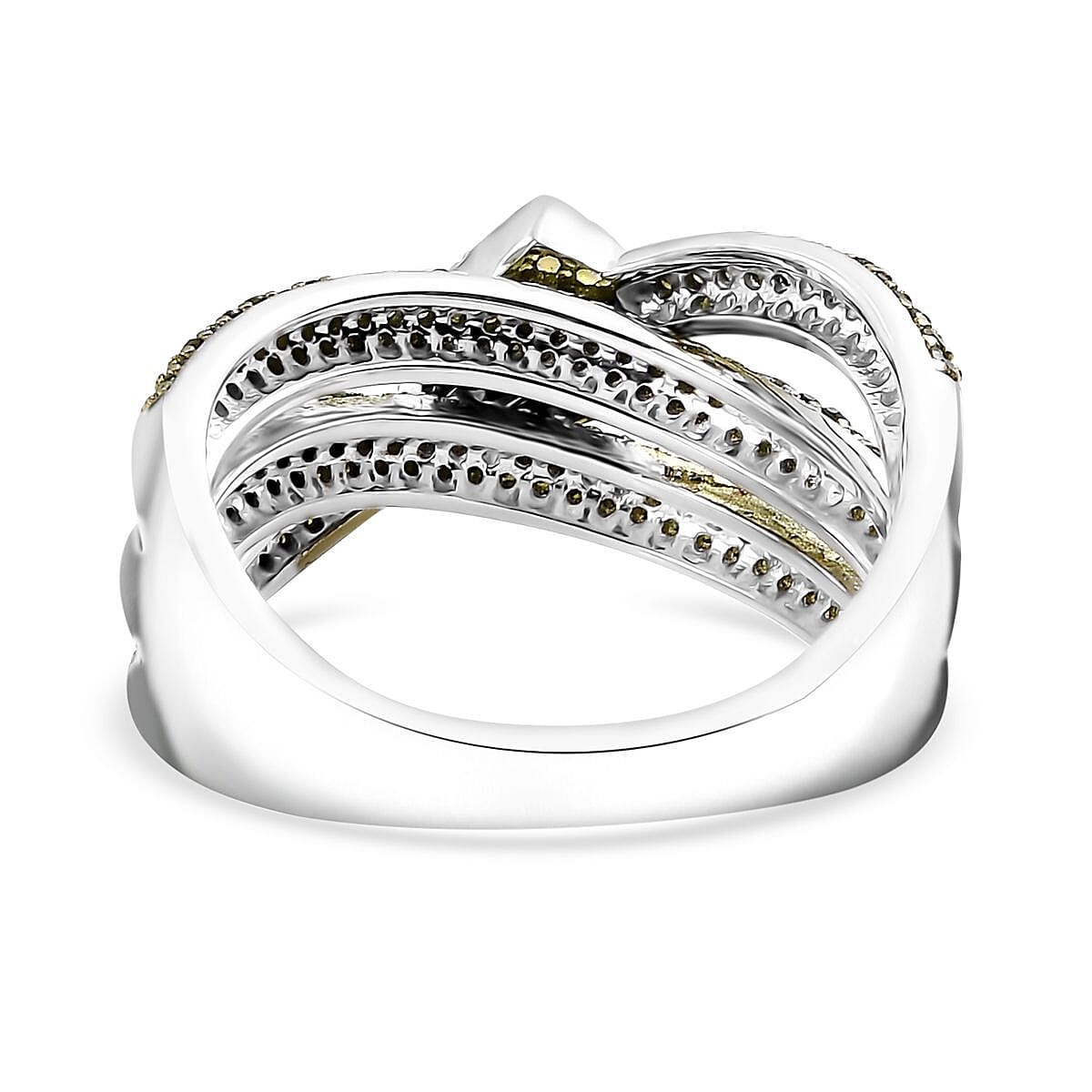D'Joy Green and White Diamond 1.00 ctw Ring in Rhodium Over Sterling Silver (Size 7.0)