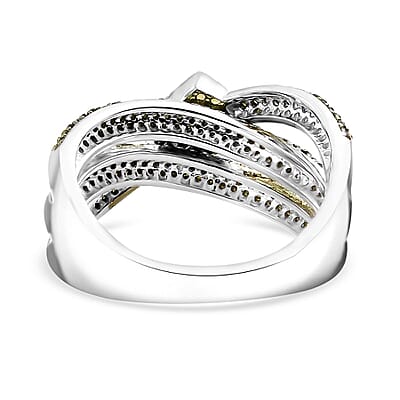 D'Joy Green and White Diamond 1.00 ctw Ring in Rhodium Over Sterling Silver (Size 7.0)