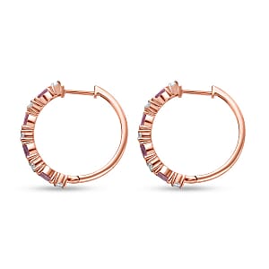 D'Joy Narsipatnam Pink Spinel and White Zircon 2.35 ctw Hoop Earrings in 18K Vermeil Rose Gold Over Sterling Silver