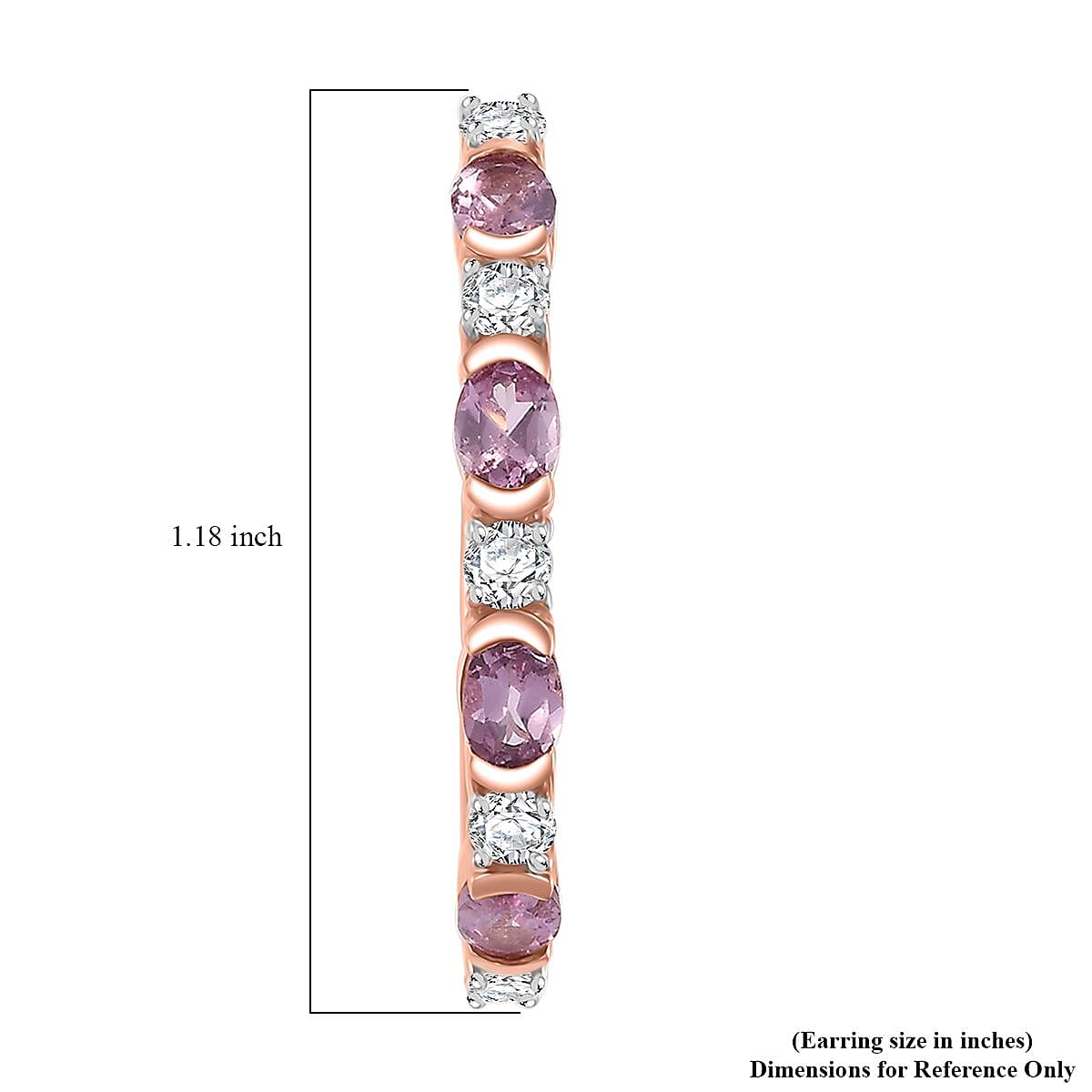 D'Joy Narsipatnam Pink Spinel and White Zircon 2.35 ctw Hoop Earrings in 18K Vermeil Rose Gold Over Sterling Silver