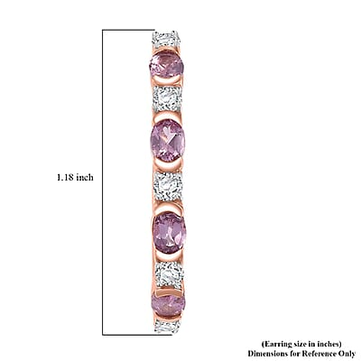 D'Joy Narsipatnam Pink Spinel and White Zircon 2.35 ctw Hoop Earrings in 18K Vermeil Rose Gold Over Sterling Silver