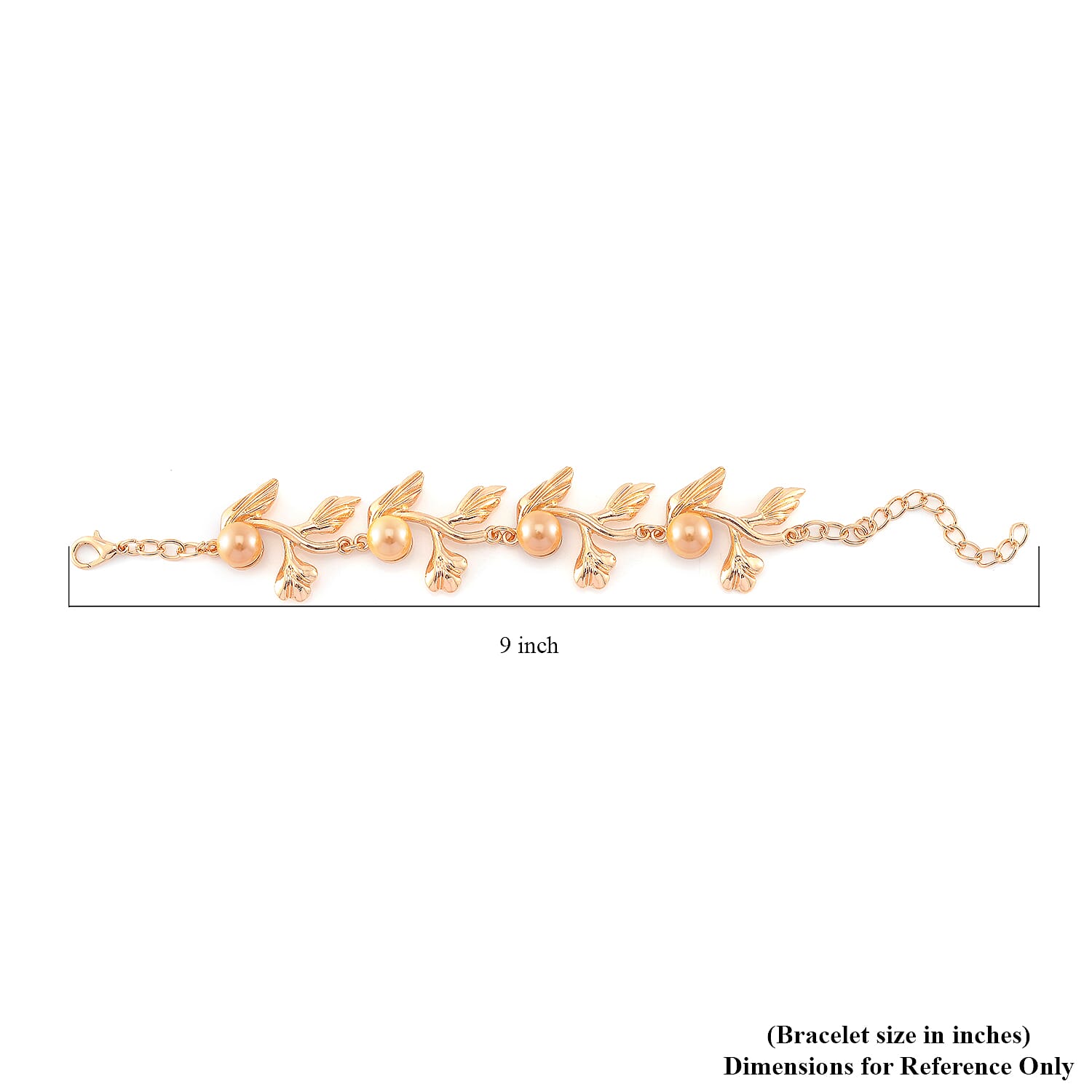 Golden Color Shell Pearl Designer Inspired Leaf Bracelet (7-9In) in Goldtone