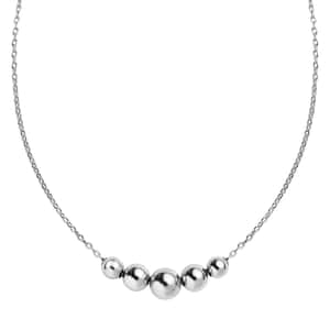 Beaded Necklace in Rhodium Over Sterling Silver 2.68 Grams 20 Inches