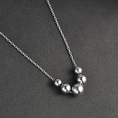Beaded Necklace in Rhodium Over Sterling Silver 2.68 Grams 20 Inches