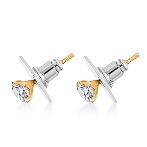 D'Joy 100 Facets Moissanite 1.25 ctw Solitaire Stud Earrings in 18K Vermeil Yellow Gold Over Sterling Silver