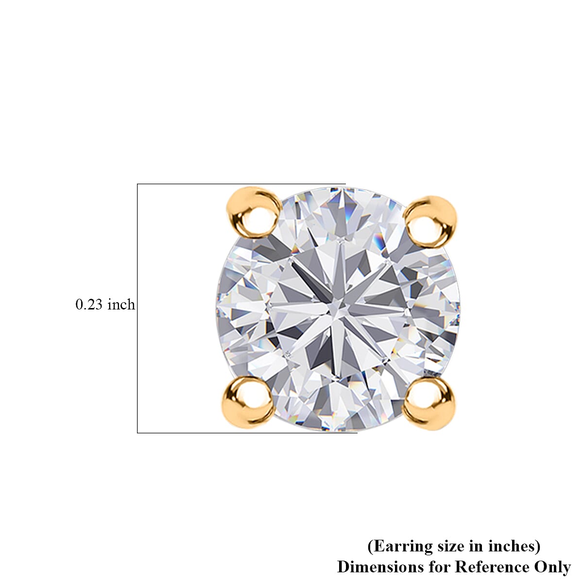 D'Joy 100 Facets Moissanite 1.25 ctw Solitaire Stud Earrings in 18K Vermeil Yellow Gold Over Sterling Silver