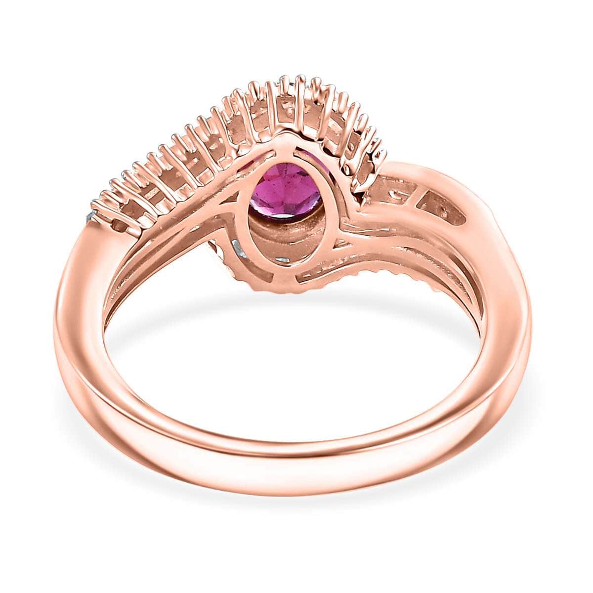 AAA Radiant Ember Garnet, Padparadscha Sapphire (BT) and Diamond 2.00 ctw Flowing Waves Ring in 18K Vermeil Rose Gold Over Sterling Silver (Size 10.0) image number 4