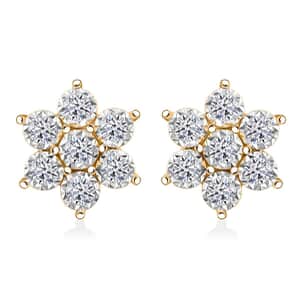 Luxuriant Lab Grown Diamond G SI 1.25 ctw Floral Earrings in 14K Yellow Gold Over Sterling Silver