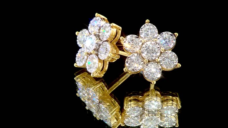 Luxuriant Lab Grown Diamond G SI 1.25 ctw Floral Earrings in 14K Yellow Gold Over Sterling Silver