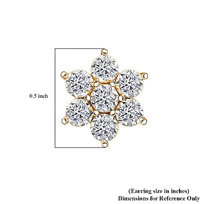 Luxuriant Lab Grown Diamond G SI 1.25 ctw Floral Earrings in 14K Yellow Gold Over Sterling Silver