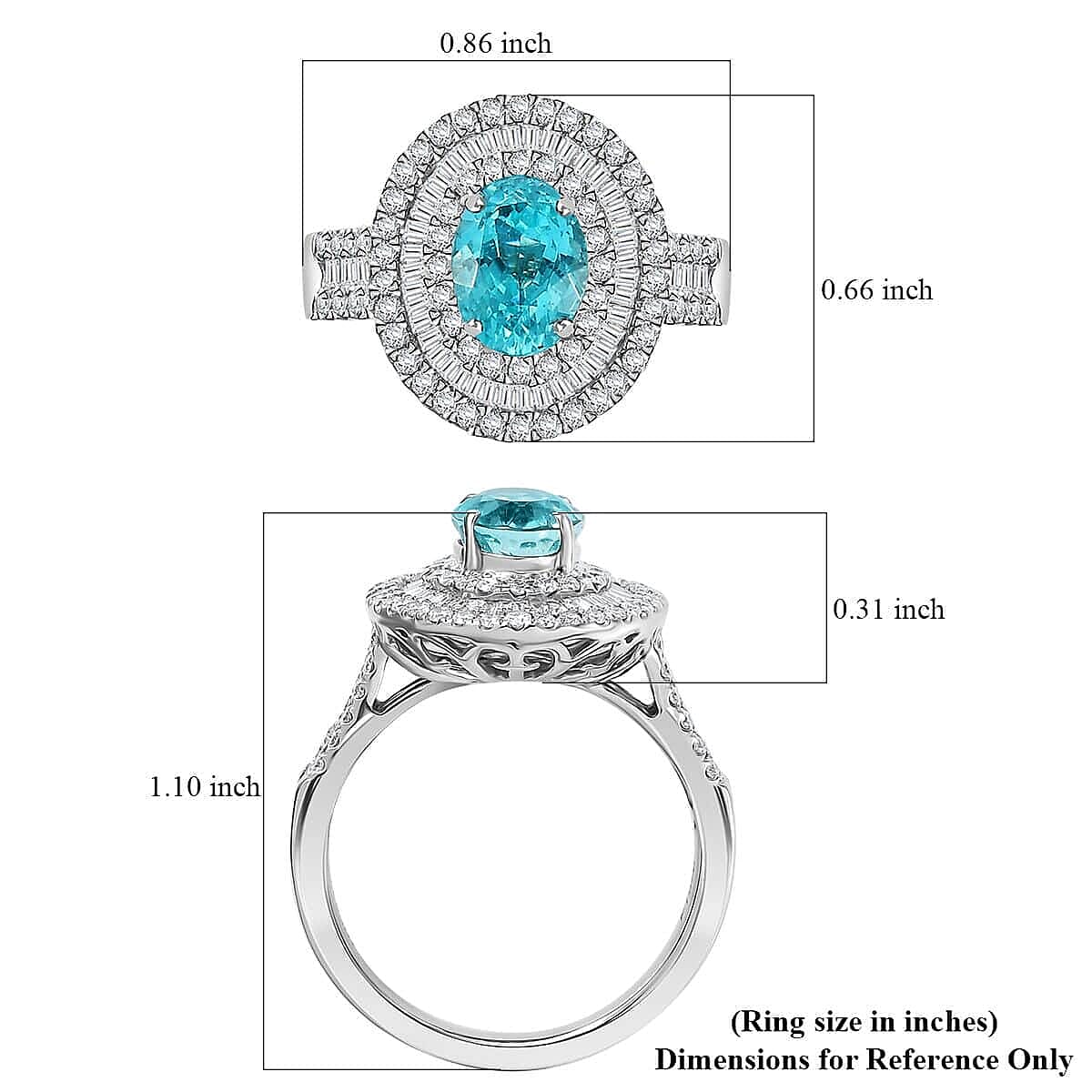 Rhapsody AAAA Paraiba Tourmaline, Diamond (E-F, VS) Ring in 950 Platinum 3.18 ctw (Size 10.0)