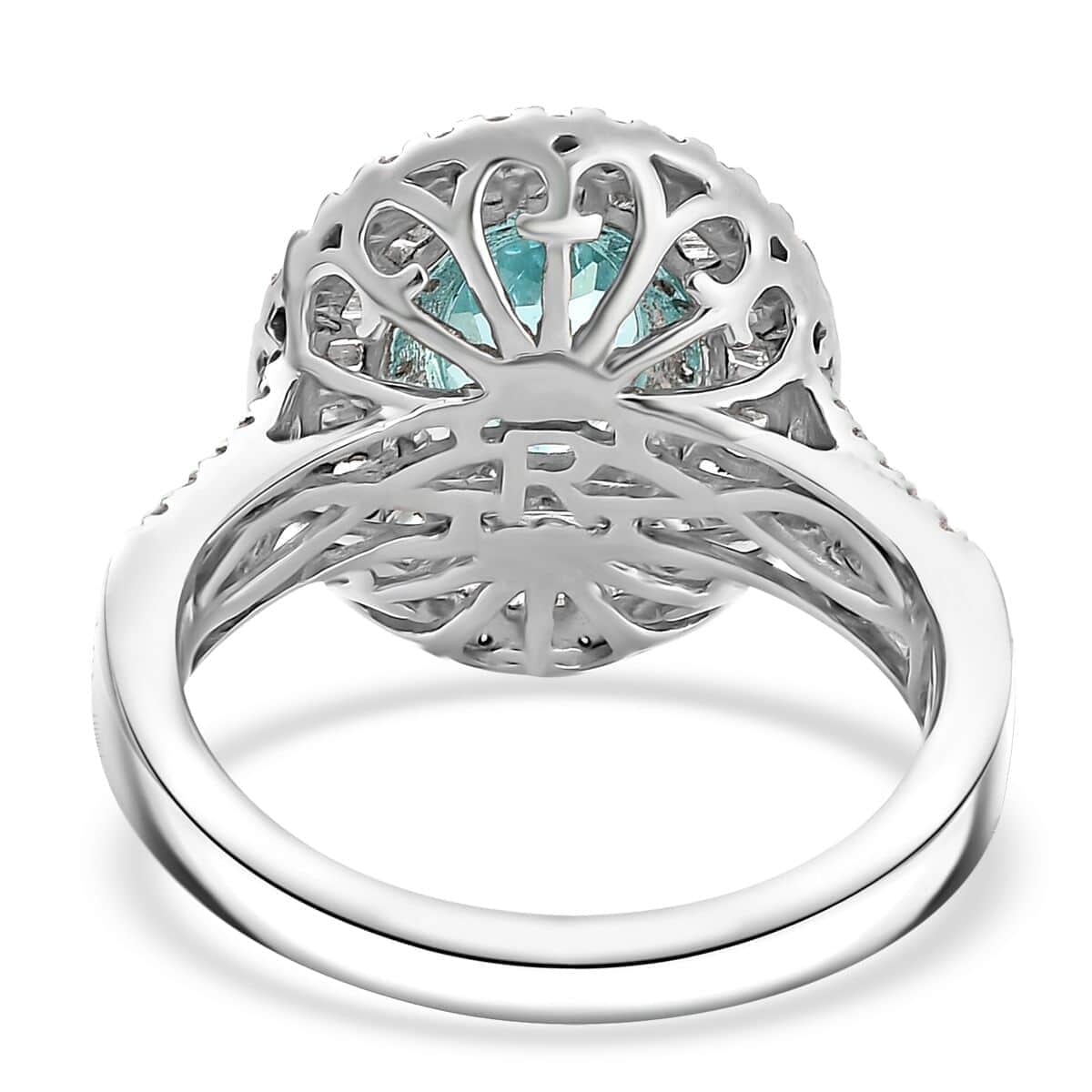 Rhapsody AAAA Paraiba Tourmaline and E-F VS Diamond 3.18 ctw Ring in 950 Platinum (Size 7.0) 8.28 Grams image number 4