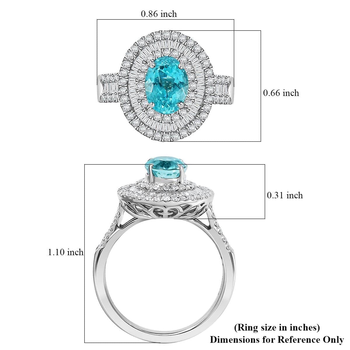 Rhapsody AAAA Paraiba Tourmaline and E-F VS Diamond 3.18 ctw Ring in 950 Platinum (Size 7.0) 8.28 Grams image number 5