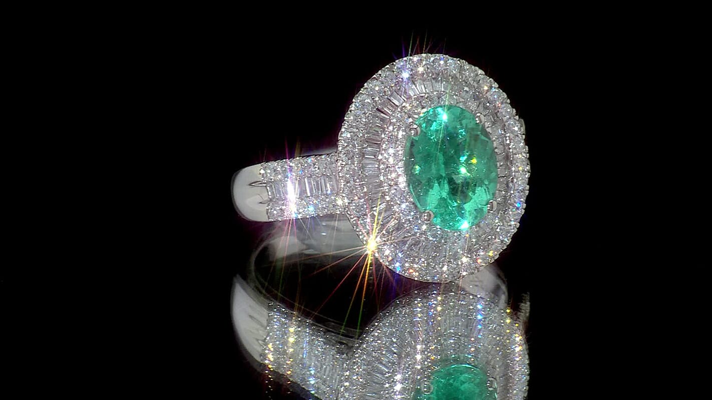 Rhapsody 950 Platinum AAAA Paraiba Tourmaline, Diamond (E-F, VS) Ring (Size 7.0) (8.28 g) 3.18 ctw