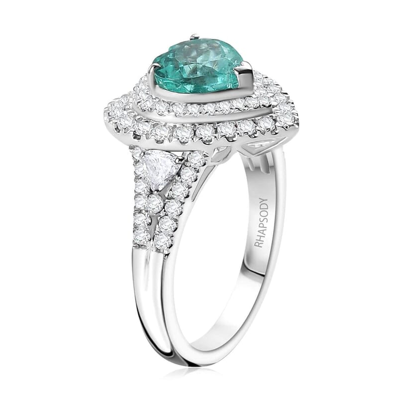 Rhapsody 950 Platinum AAAA Paraiba Tourmaline, Diamond (E-F, VS) Ring (Size 6.0) (8.25 g) 2.98 ctw