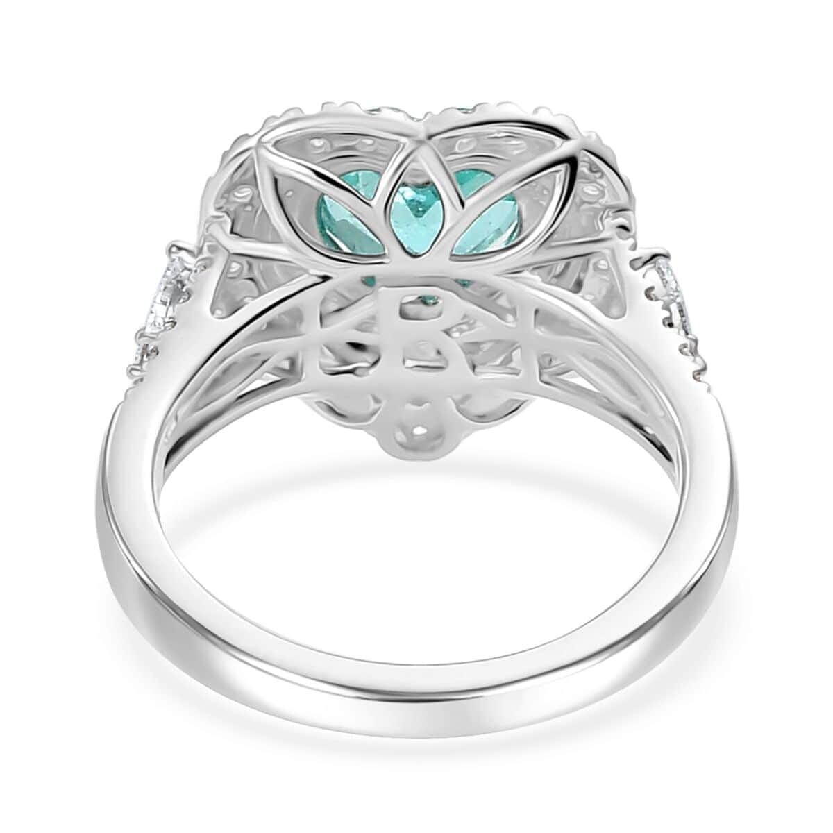 Rhapsody 950 Platinum AAAA Paraiba Tourmaline, Diamond (E-F, VS) Ring (Size 6.0) (8.25 g) 2.98 ctw image number 4