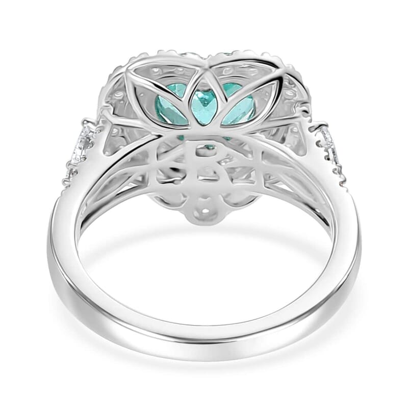 Rhapsody 950 Platinum AAAA Paraiba Tourmaline, Diamond (E-F, VS) Ring (Size 6.0) (8.25 g) 2.98 ctw