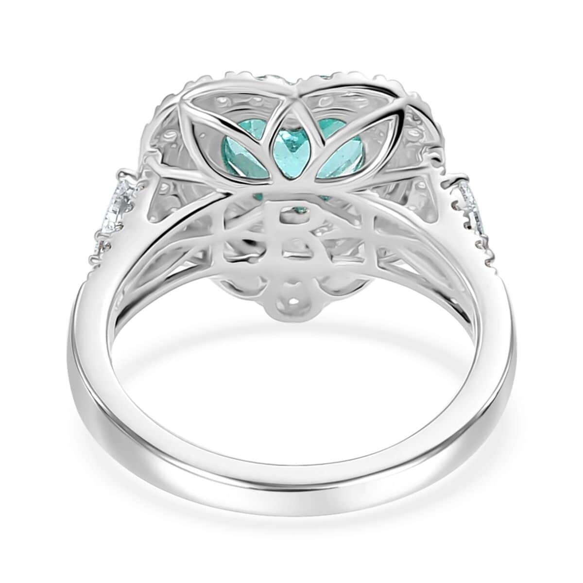 Rhapsody 950 Platinum AAAA Paraiba Tourmaline and E-F VS Diamond 2.98 ctw Ring (Size 7.0) 8.25 Grams image number 4