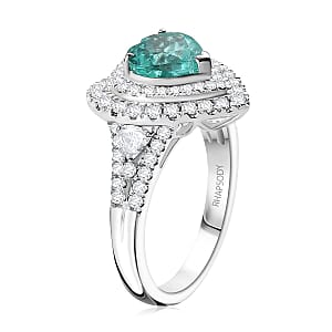 Rhapsody 950 Platinum AAAA Paraiba Tourmaline, Diamond (E-F, VS) Ring (Size 8.5) (8.25 g) 2.98 ctw