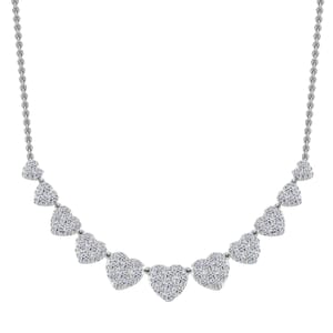 Luxuriant Lab Grown Diamond G SI 1.75 ctw Enchanted Hearts Necklace in Sterling Silver 16-18 Inches
