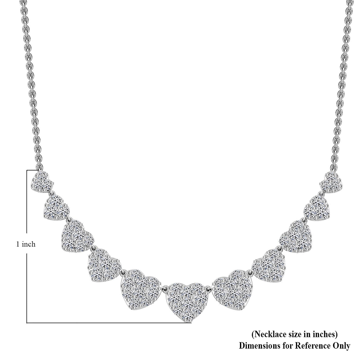  Luxuriant Lab Grown Diamond G SI 1.75 ctw Enchanted Hearts Necklace in Sterling Silver 16-18 Inches