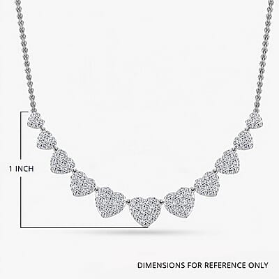 Luxuriant Lab Grown Diamond G SI 1.75 ctw Enchanted Hearts Necklace in Sterling Silver 16-18 Inches