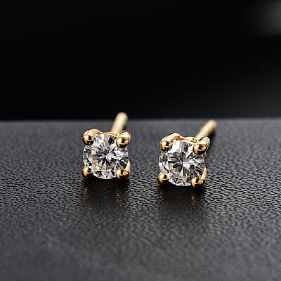 Moissanite 0.40 ctw Earrings in 18K Vermeil Yellow Gold Over Sterling Silver