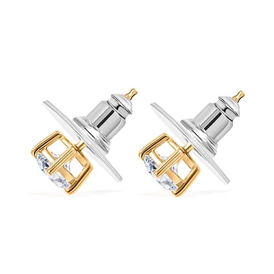 Moissanite 0.85 ctw Solitaire Stud Earrings in 18K Vermeil YG Over Sterling Silver