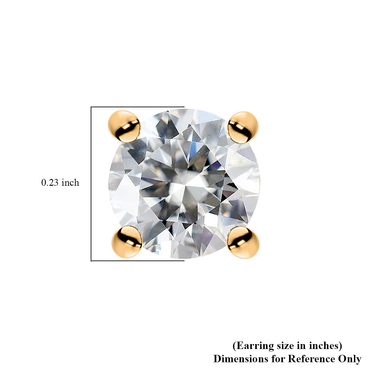 Moissanite 0.85 ctw Solitaire Stud Earrings in 18K Vermeil YG Over Sterling Silver