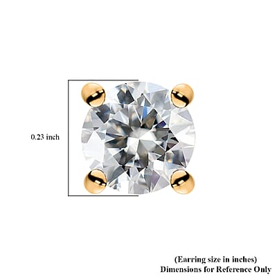 Moissanite 0.85 ctw Solitaire Stud Earrings in 18K Vermeil YG Over Sterling Silver