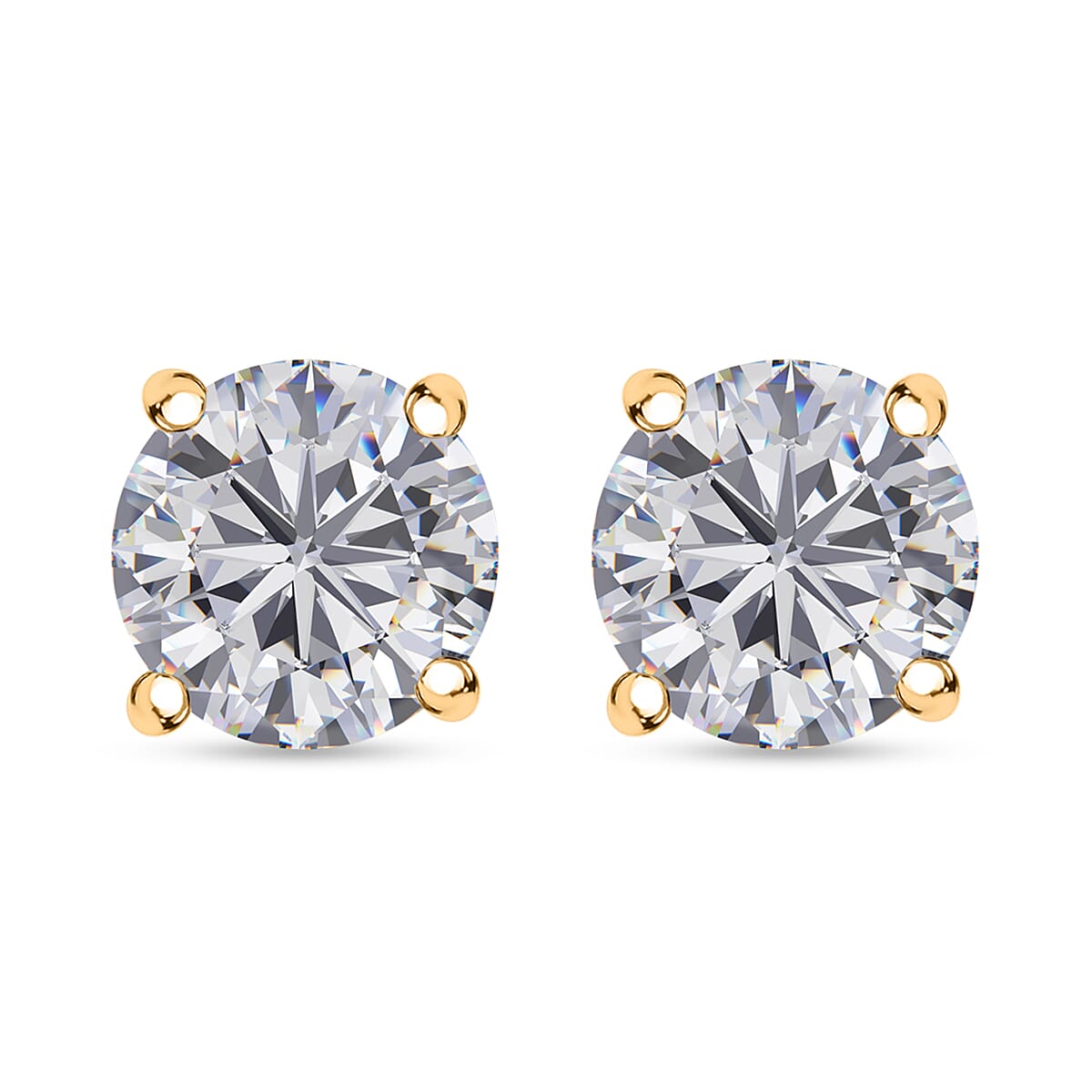 Moissanite 1.85 ctw Stud Earring in 18K Vermeil YG Over Sterling Silver