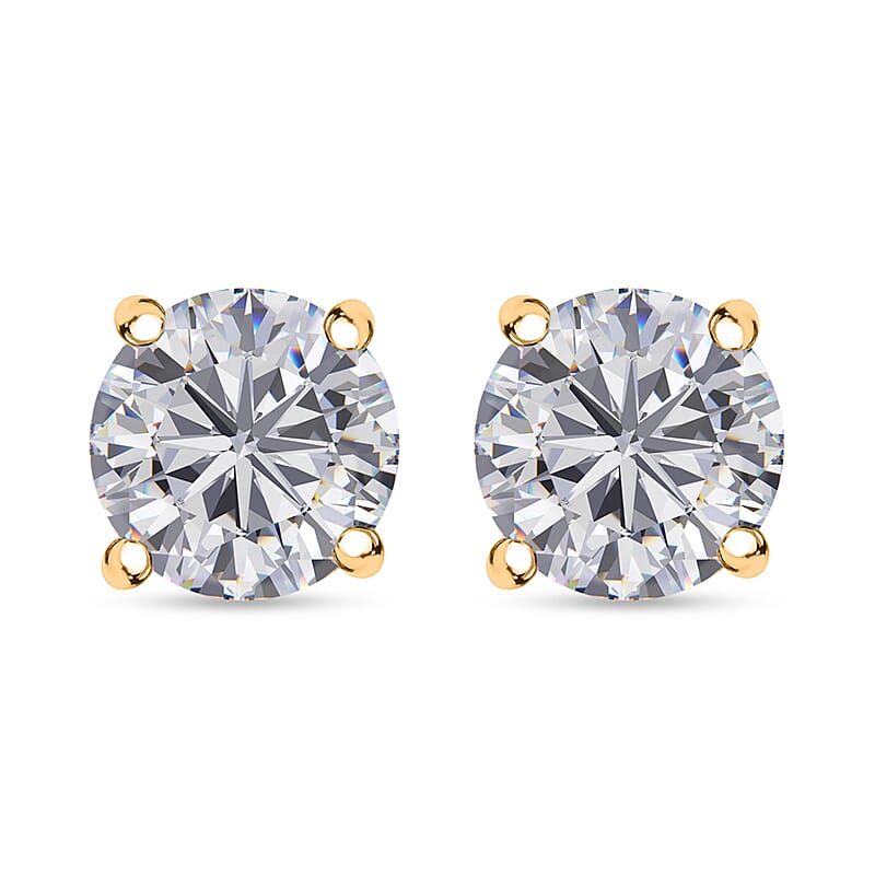 Moissanite 1.85 ctw Stud Earring in 18K Vermeil YG Over Sterling Silver